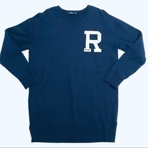 Polo Ralph Lauren Navy Cream Varsity Letter R Long SweatShirt Size Large